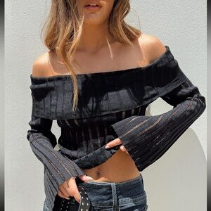 Princess Polly NWOT sorrel off the shoulder top black. size S/M